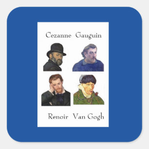 Cezanne, Gauguin, Renoir, Van Gogh Square Sticker