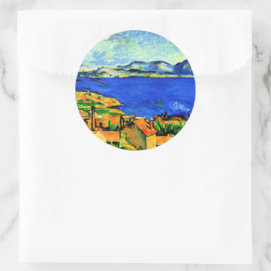 Cezanne - Gulf of Marseille, popular artwork, Classic Round Sticker