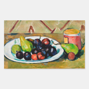 Cezanne - Plate with Fruit and Pot of Preserves Rectangular Sticker
