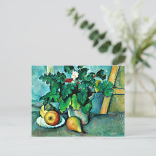 Cezanne - Pot of Primroses and Fruit Holiday Postcard