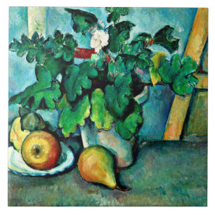 Cezanne - Pot of Primroses and Fruit, Tile