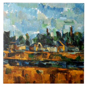 Cezanne - Riverbanks, landscape painting, Tile