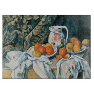 Cezanne Still Life Curtain,Flowered Pitcher,Fruit Cutting Board