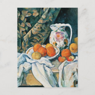 Cezanne Still Life Curtain,Flowered Pitcher,Fruit Postcard