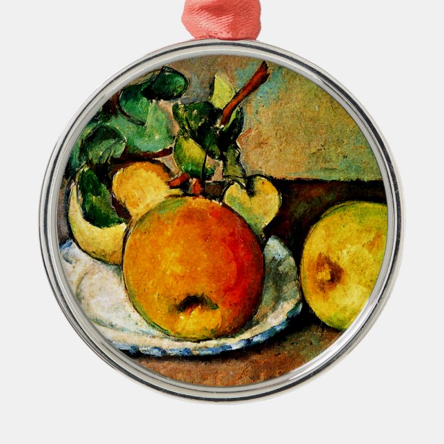 Cezanne - Still Life with Apples and Pears Metal Tree Decoration (Front)