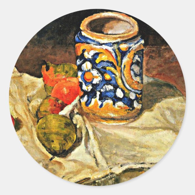Cezanne - Still Life with Italian Earthenware Classic Round Sticker (Front)