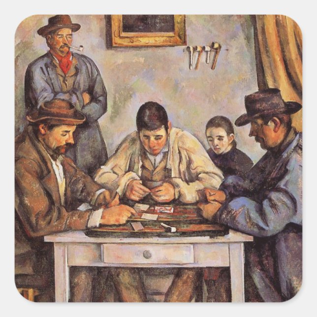 Cezanne - The Card Players, 1892 Square Sticker (Front)