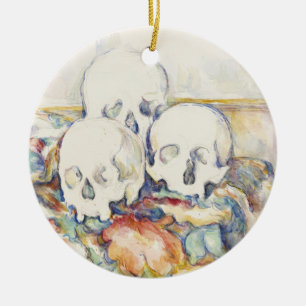 Cezanne The Three Skulls Vintage Art Poster Print Ceramic Tree Decoration