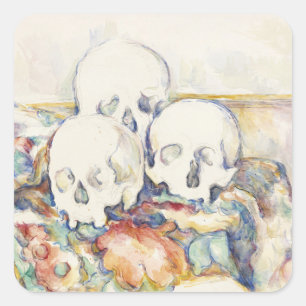 Cezanne The Three Skulls Vintage Art Poster Print Square Sticker