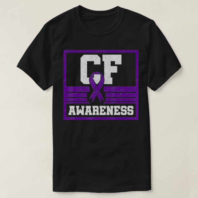 CF Awareness Cystic Fibrosis Purple Ribbon Mucovis T-Shirt (Design Front)