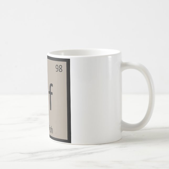 Cf - Codfish Chemistry Periodic Table Symbol Coffee Mug (Right)