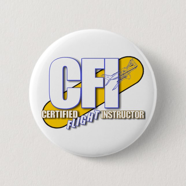 CFI LOGO - CERTIFIED FLIGHT INSTRUCTOR 6 CM ROUND BADGE (Front)