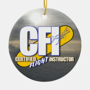 CFI LOGO - CERTIFIED FLIGHT INSTRUCTOR CERAMIC TREE DECORATION