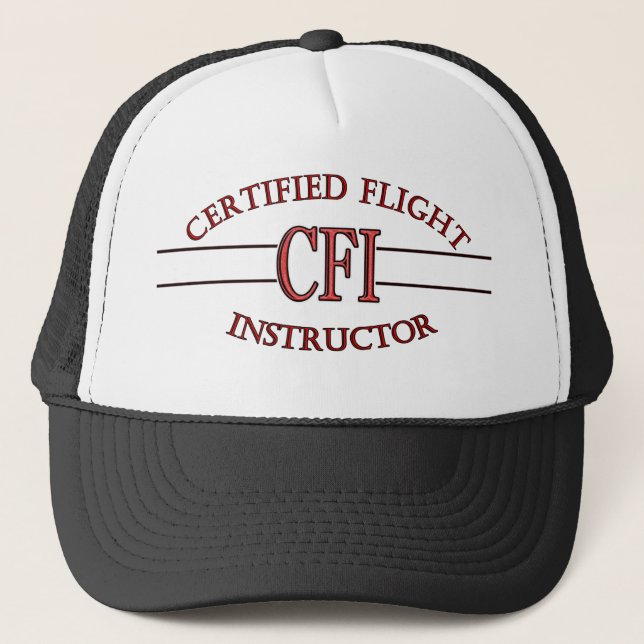 CFI LOGO RED CERTIFIED FLIGHT INSTRUCTOR TRUCKER HAT (Front)