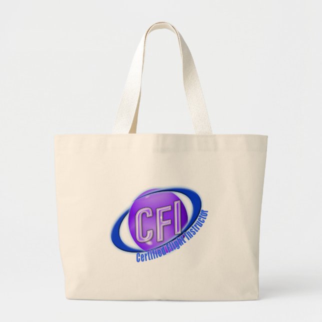 CFI ORB SWOOSH LOGO CERTIFIED FLIGHT INSTRUCTOR LARGE TOTE BAG (Front)