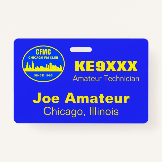 CFMC Horizontal Call Sign & Name Badge ID Badge (Front)