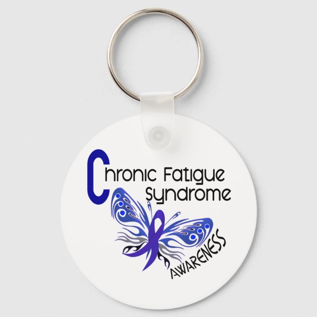 CFS Chronic Fatigue Syndrome Tattoo Butterfly Key Ring (Front)