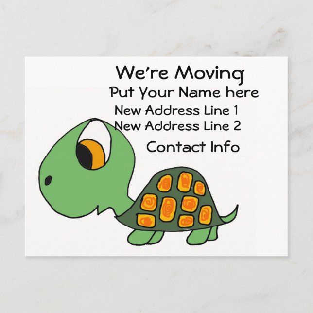 CG- We're Moving Turtle Postcard (Front)