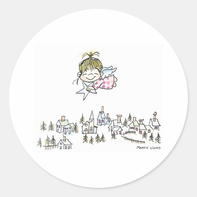 CH-010 Christmas Angel Classic Round Sticker (Front)