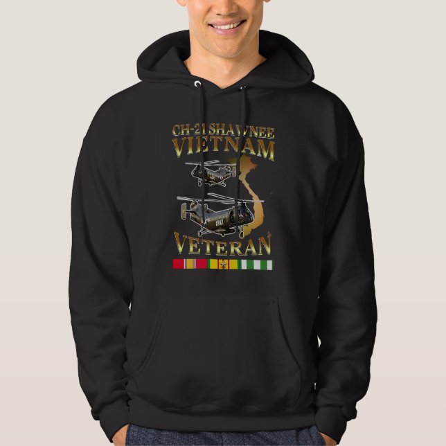 CH 21 Shawnee h21 helicopter Vietnam veteran Hoodie (Front)