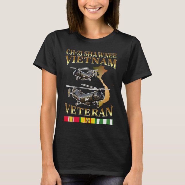 CH 21 Shawnee h21 helicopter Vietnam veteran T-Shirt (Front)