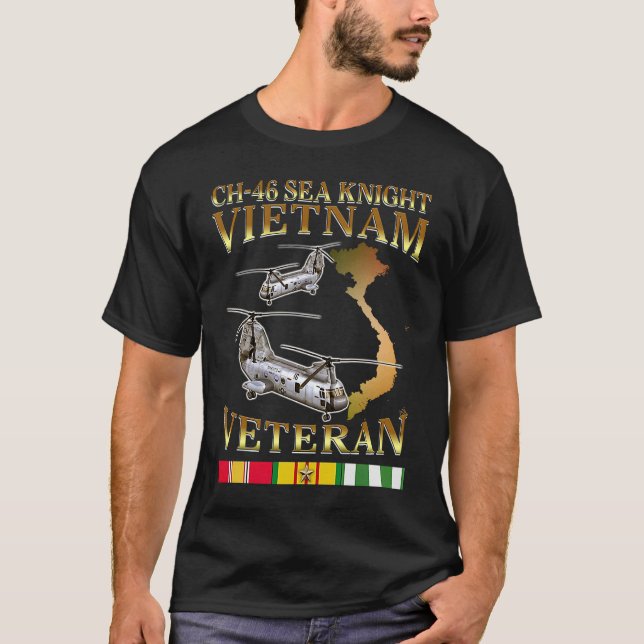 Ch 46 sea knight helicopter Vietnam War Veteran T-Shirt (Front)