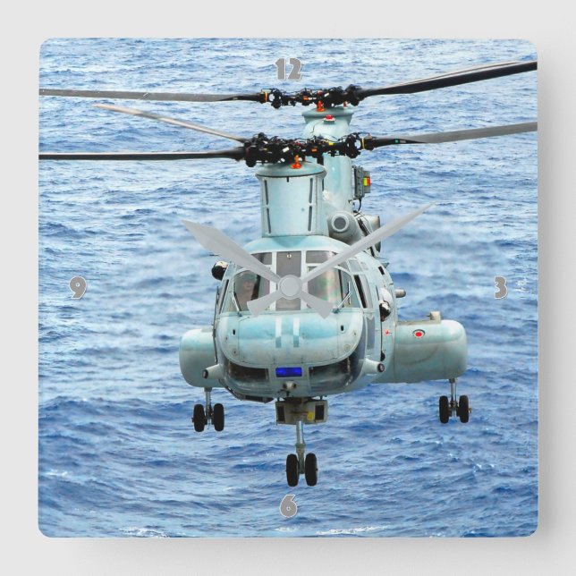 CH-46E SEA KNIGHT SQUARE WALL CLOCK (Front)