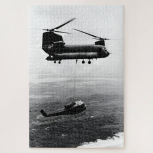 CH-47 Chinook Recovering UH-1 Huey – Vietnam War Jigsaw Puzzle