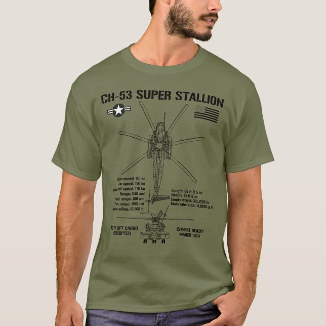CH-53 Super Stallion Attack Helicopter Specs CH53 T-Shirt (Front)