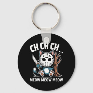 Ch Ch Ch Meow Meow Cat Mask Funny Halloween Cat Key Ring