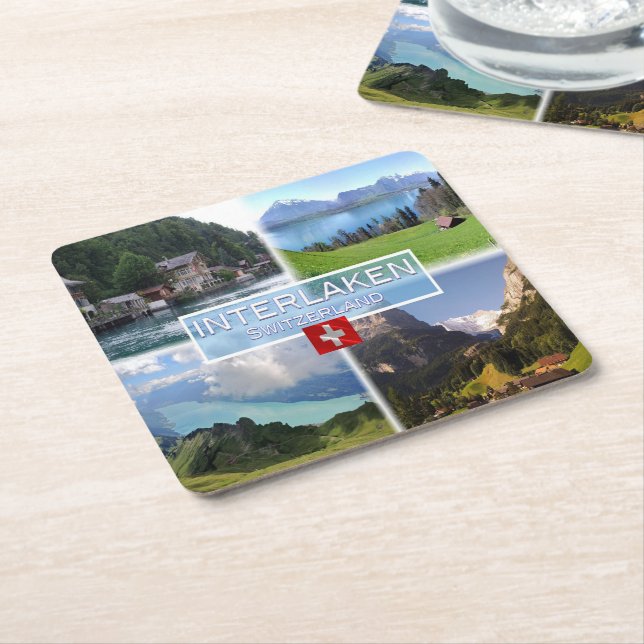 CH Switzerland - Interlaken - Lake Thun - Thunerse Square Paper Coaster (Angled)