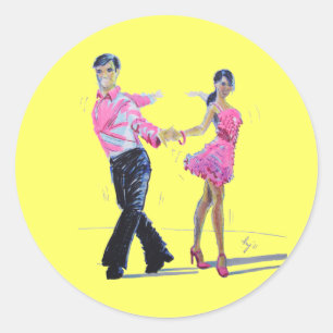 Cha Cha Cha Ballroom Dancing Classic Round Sticker