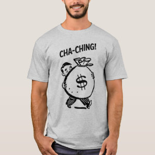 Cha-Ching Retro Man Money Bag Reseller - Black T-Shirt