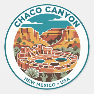 Chaco Canyon New Mexico Classic Round Sticker