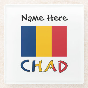 Chad and Chadian Flag Personalised  Glass Coaster