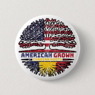 Chad Chadian American USA Tree Roots Flag 6 Cm Round Badge