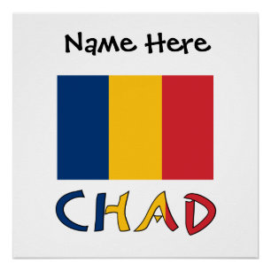 Chad Chadian Flag Black Personalisation  Poster