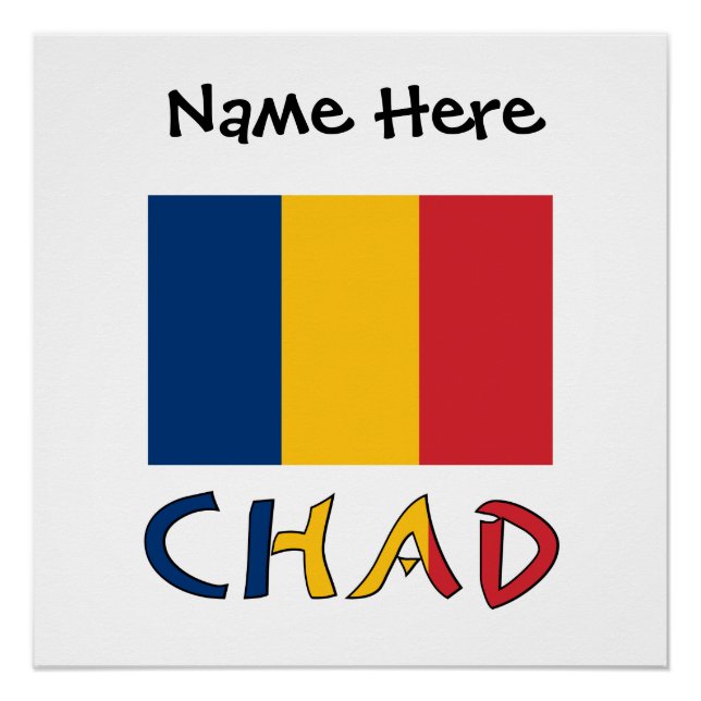 Chad Chadian Flag Black Personalisation  Poster (Front)