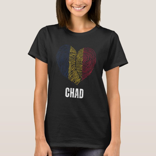 Chad Flag Chadian Flag Chad DNA Chad Heart T-Shirt (Front)