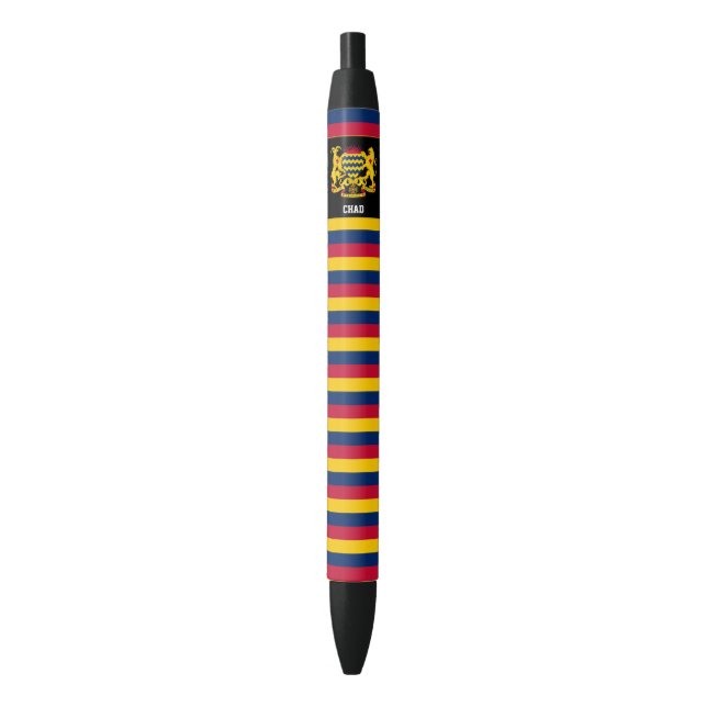 Chad Flag Cute Patriotic Black Ink Pen (Front Vertical)