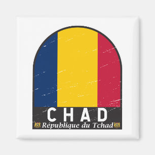 Chad Flag Emblem Distressed Vintage Magnet