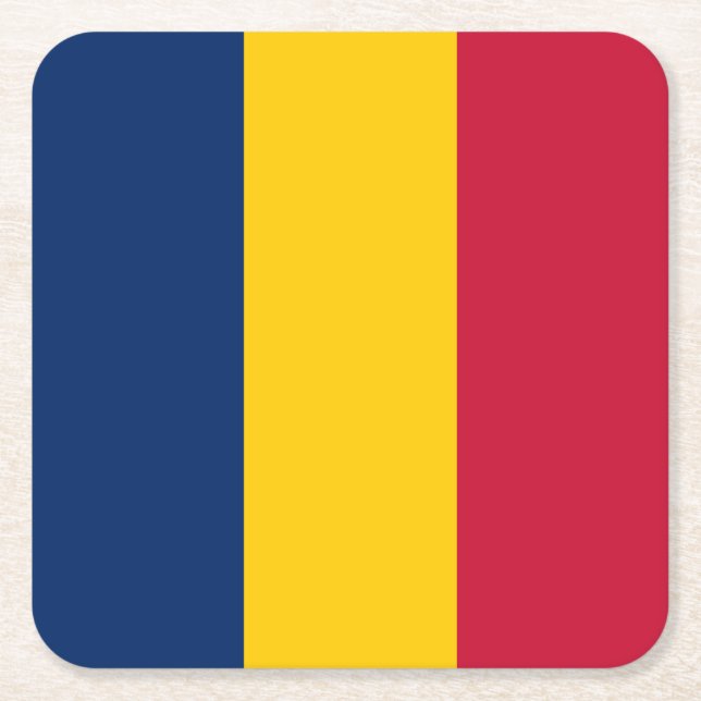 Chad Flag Square Paper Coaster (Front)