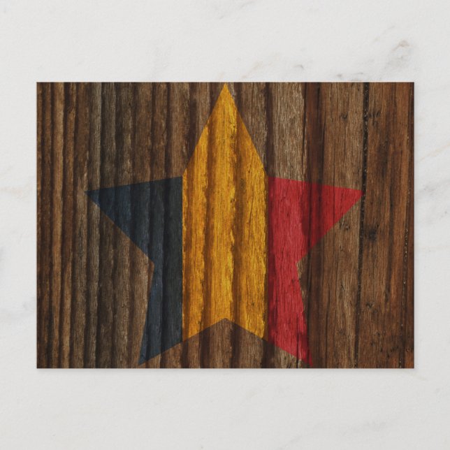 Chad Flag Star on Wood theme Postcard (Front)