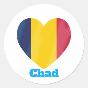 Chad Heart Flag Classic Round Sticker