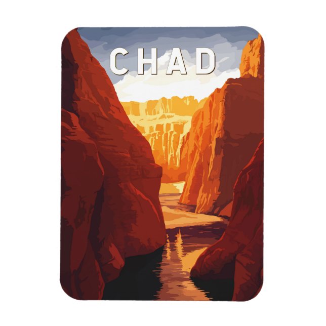 Chad Illustration Travel Art Vintage Magnet (Vertical)