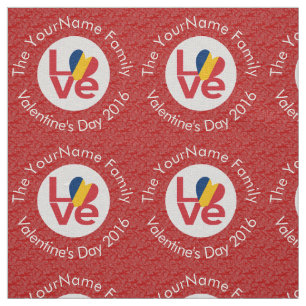 Chad Red LOVE Flag Personalised  Fabric