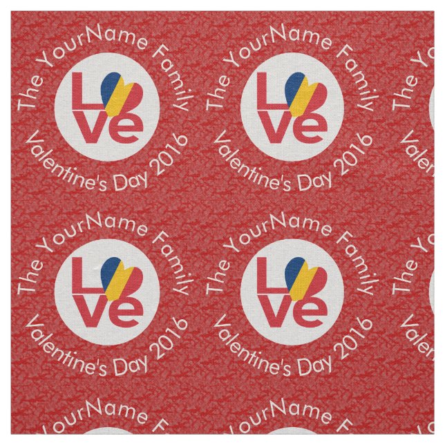Chad Red LOVE Flag Personalised  Fabric (Swatch)