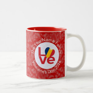 Chad Red LOVE Flag Personalised  Two-Tone Coffee Mug
