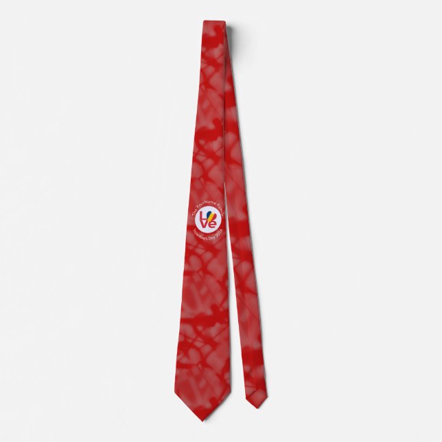 Chad Red LOVE Flag Personalized  Tie (Front)