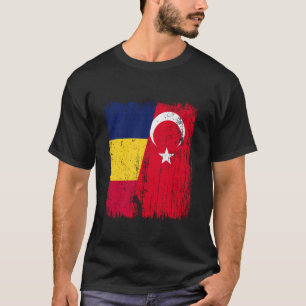 Chad Turkey Half Flag Turkiye Chadian Turkish Heri T-Shirt